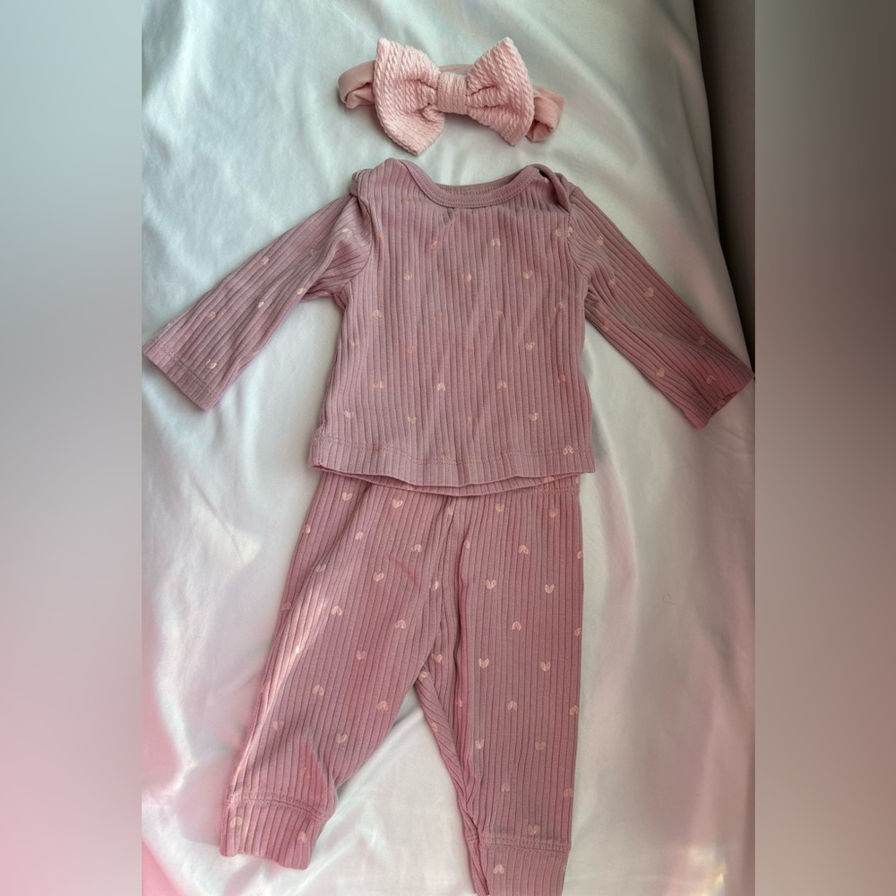 Pink baby outfit set